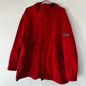 Vintage Port Authority Outdoor Red Hooded Jacket XL Nylon Tarco Embroidered Logo